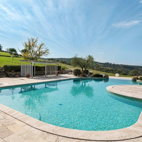Feel refreshed after a swim in the shared swimming pool