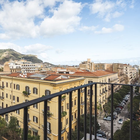 Soak up city views from the private balcony