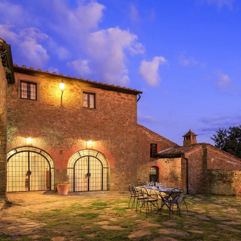 Dine under the stars in the courtyard
