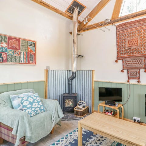 Cosy up in front of the log burner on chilly evenings