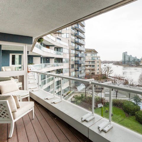 Pad out to the balcony and admire the river views