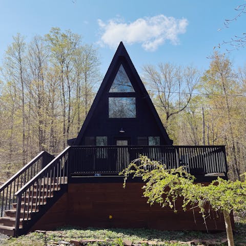 Stay in an architect-designed A-frame cabin in a secluded spot