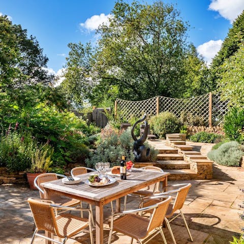 Spend sunny afternoons in the private garden