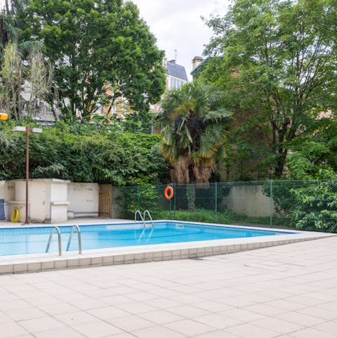 Take a break from sightseeing in the shared swimming pool