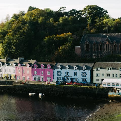 Explore the island's charming capital, Portree, 24 kilometres away
