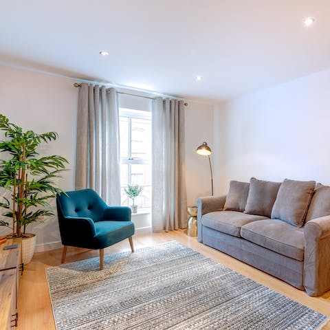 Relax in the bright and comfortable living room