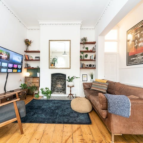 Rest your feet in the cosy living area after sightseeing around London