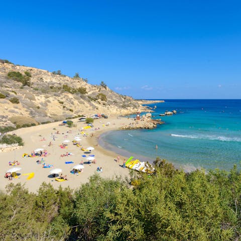 Stretch out on the sands of Green Bay and soak up the sun, it's just 700m away