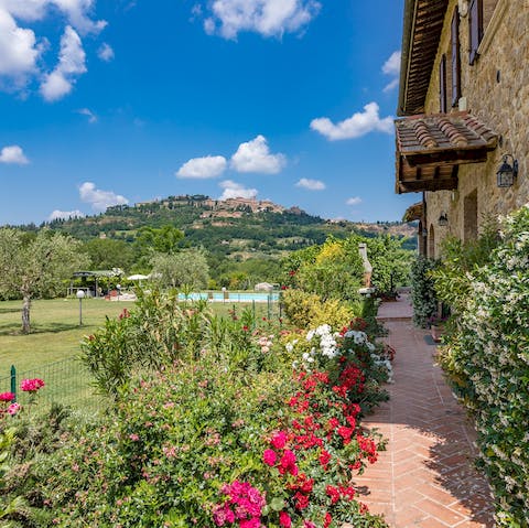 Gambol through the expansive, flower-filled gardens