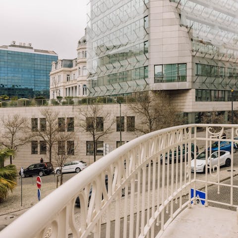 Pad out to the balcony to watch the hustle and bustle