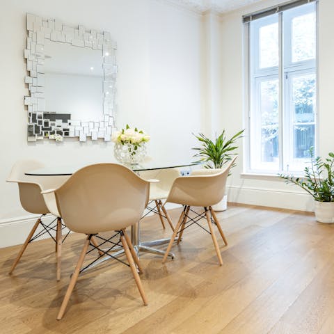 Serve up a delicious roast dinner in the stylish dining area