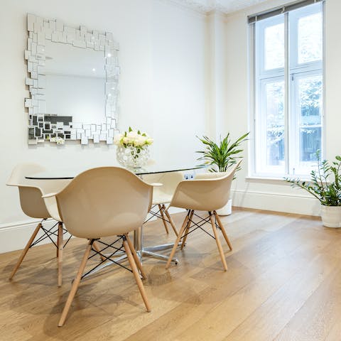 Serve up a delicious roast dinner in the stylish dining area