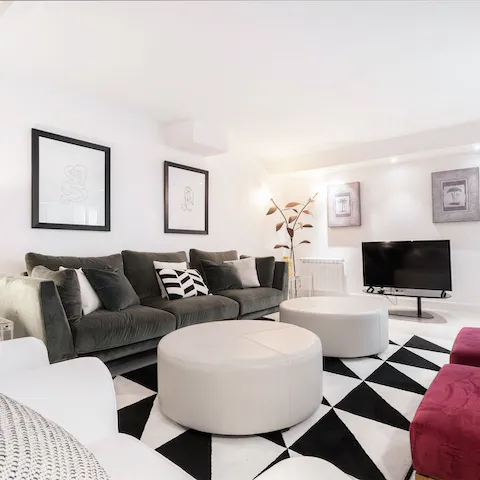 Stretch out on the plush sofas with your new read