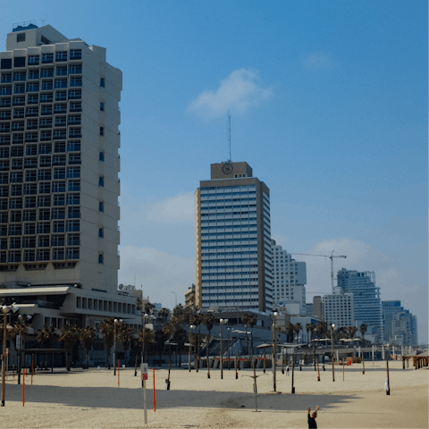Make the eighteen-minute walk down to Gordon Beach and go for a swim in the Mediterranean Sea