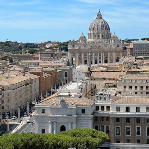 Take in the views of St. Peter’s Basilica, just a nine-minute drive away