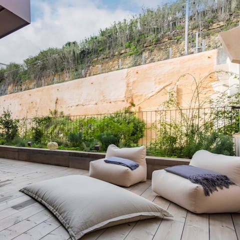 Share a bottle of wine with loved ones on the private terrace