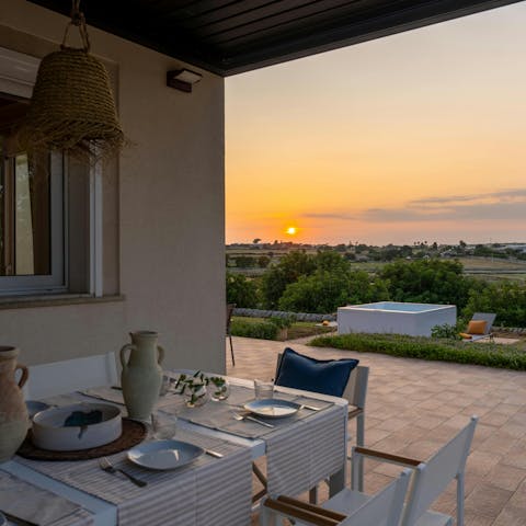 Enjoy stunning sunsets from the garden
