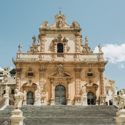 Discover Modica's Baroque church, a twenty-minute drive away