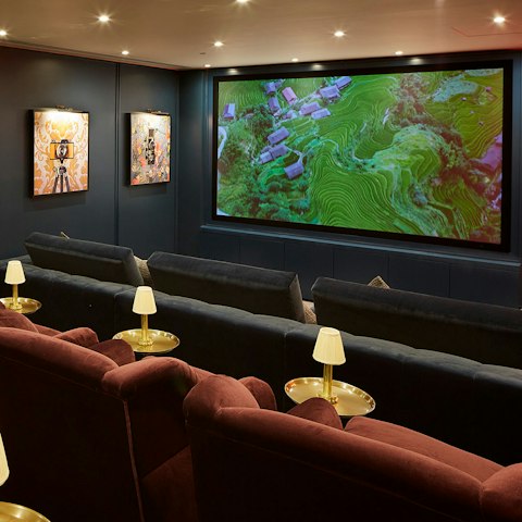 Cosy up for a film night in the shared cinema room
