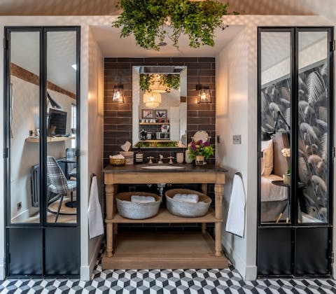 Admire the quirky studio's clever layout and stylish decor