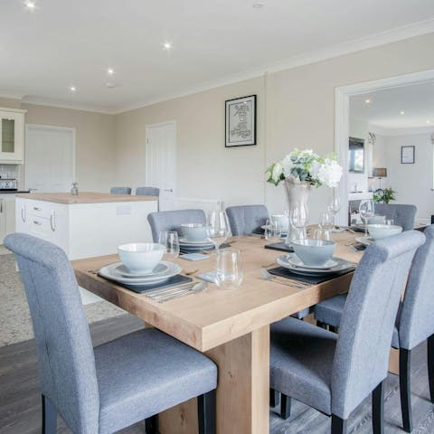 Enjoy family mealtimes gathered around the dining table