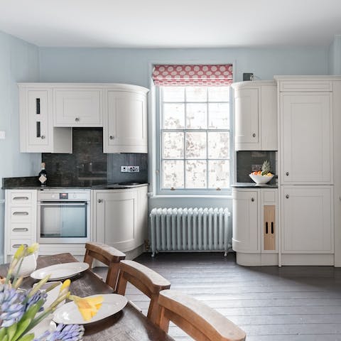 Start your day with a full English breakfast sizzling on the stove