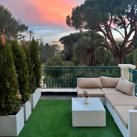 Admire the sunset on the private outdoor terrace
