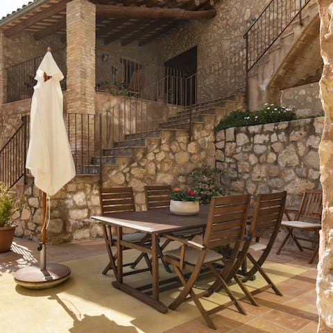 Linger over morning coffees on your private terrace