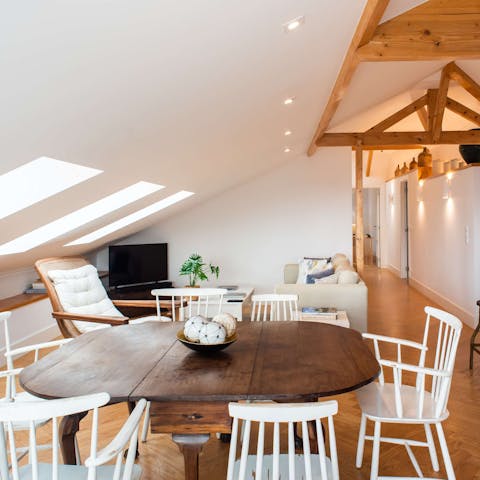Tuck into a sociable meal at the dining table