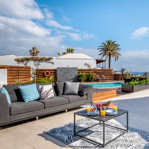 Unwind by the outdoor seating area
