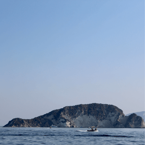 Drive to the coast in just five minutes and enjoy views of Marathonisi island