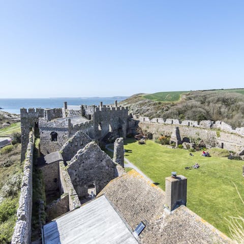 Stay in the quaint town of Manorbier on the grounds of a historic landmark