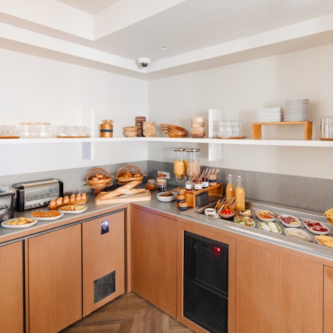 Head downstairs for breakfast before stepping out