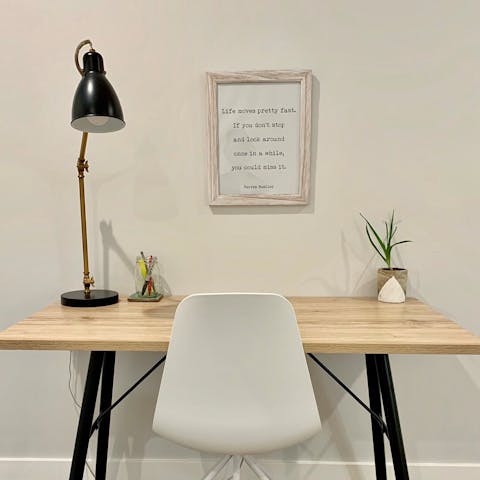 Plan the next day's activities at the minimalist desk