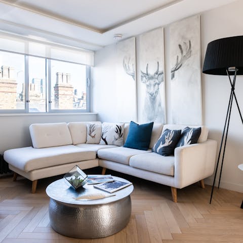 Relax in a bright and stylish living room