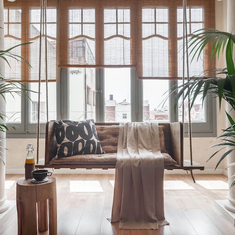 Grab a seat on the hanging chair and lose yourself in a good book