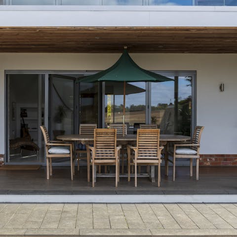 Fire up the charcoal barbecue and serve up smoky flavours on the terrace