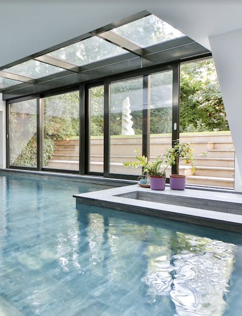 A contemporary indoor pool