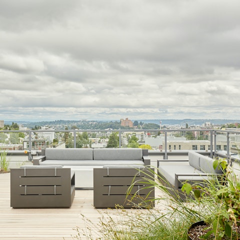 Head up to the rooftop to enjoy fantastic views across the city