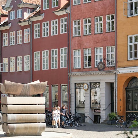 Step out onto Gråbrødretorv, one of Copenhagen’s most picturesque squares