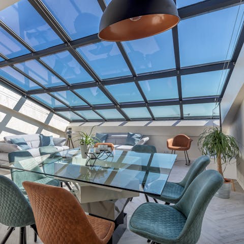Pair French wine with some fresh seafood at the dining area