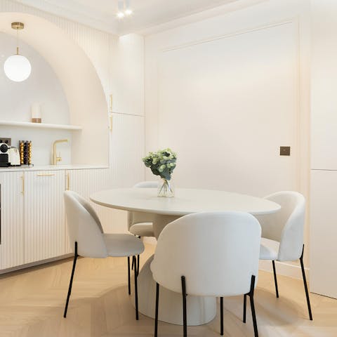 Enjoy some croissants for breakfast at the dining table