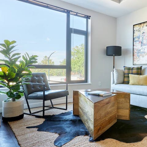 End the day in the light-filled living room