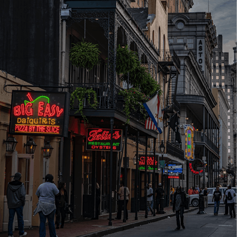 Stay a short drive away from Bourbon Street in New Orleans