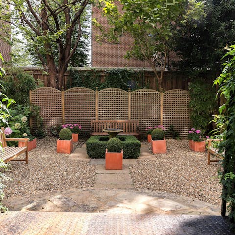 Enjoy a moment of calm in the communal garden