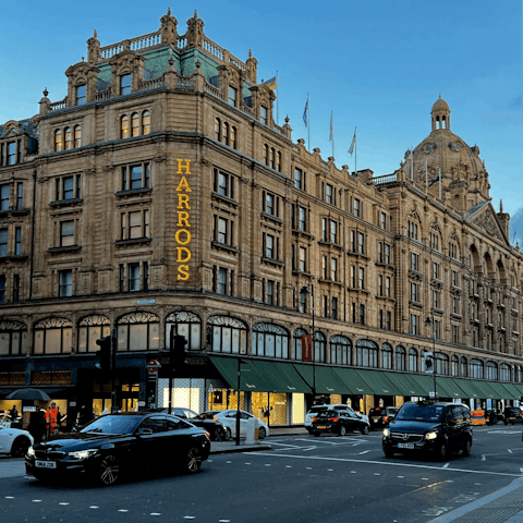 Walk fifteen minutes down Brompton Road to the world famous Harrods