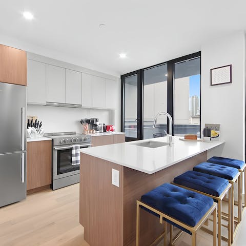 Prepare home-cooked meals in the sleek chef's kitchen