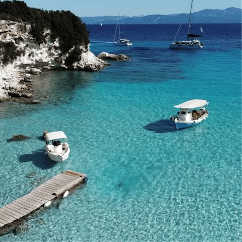 Immerse yourself in the natural beauty of Paxi with its numerous beaches and secret caves