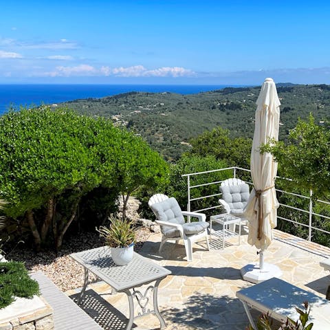 Marvel at the stunning vistas from the private patio