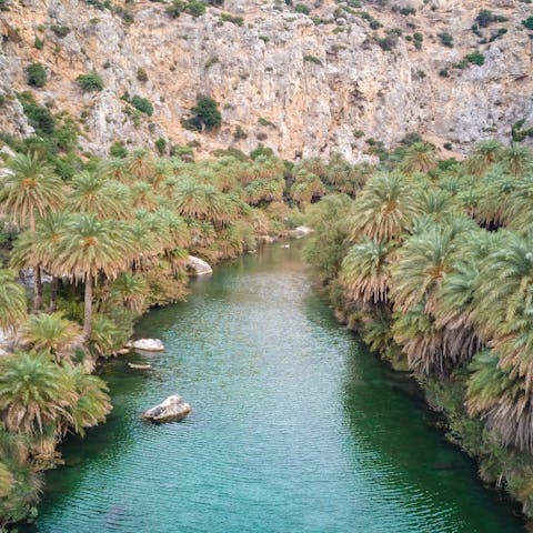 Explore Kissano Faraggi which flows down to Preveli Beach nearby